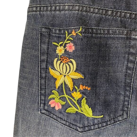 Liz Claiborne Boot Cut Floral Boho Embroidered Jeans Sz 6 - Picture 6 of 8
